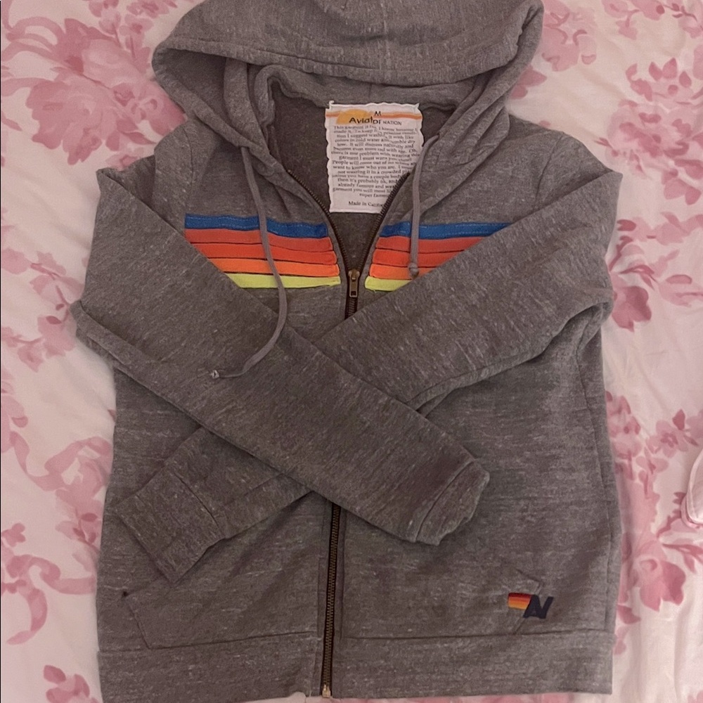 Aviator Nation women’s grey stripe hoodie!